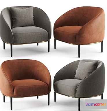 Modern Velvet Chairs 3D Model - 3080 - VRAY Render