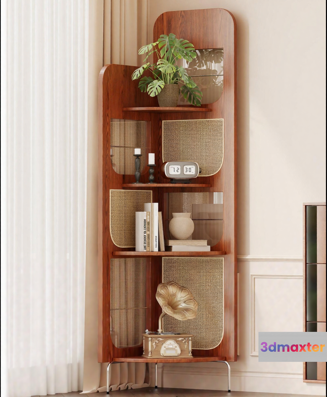 Mid-Century Modern Shelving Unit 3D Model - 14572 - VRAY Render
