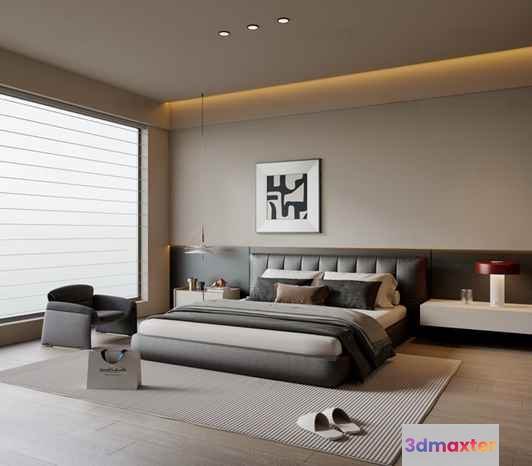 Modern Contemporary Bedroom 3D Model - 3730 - VRAY Render