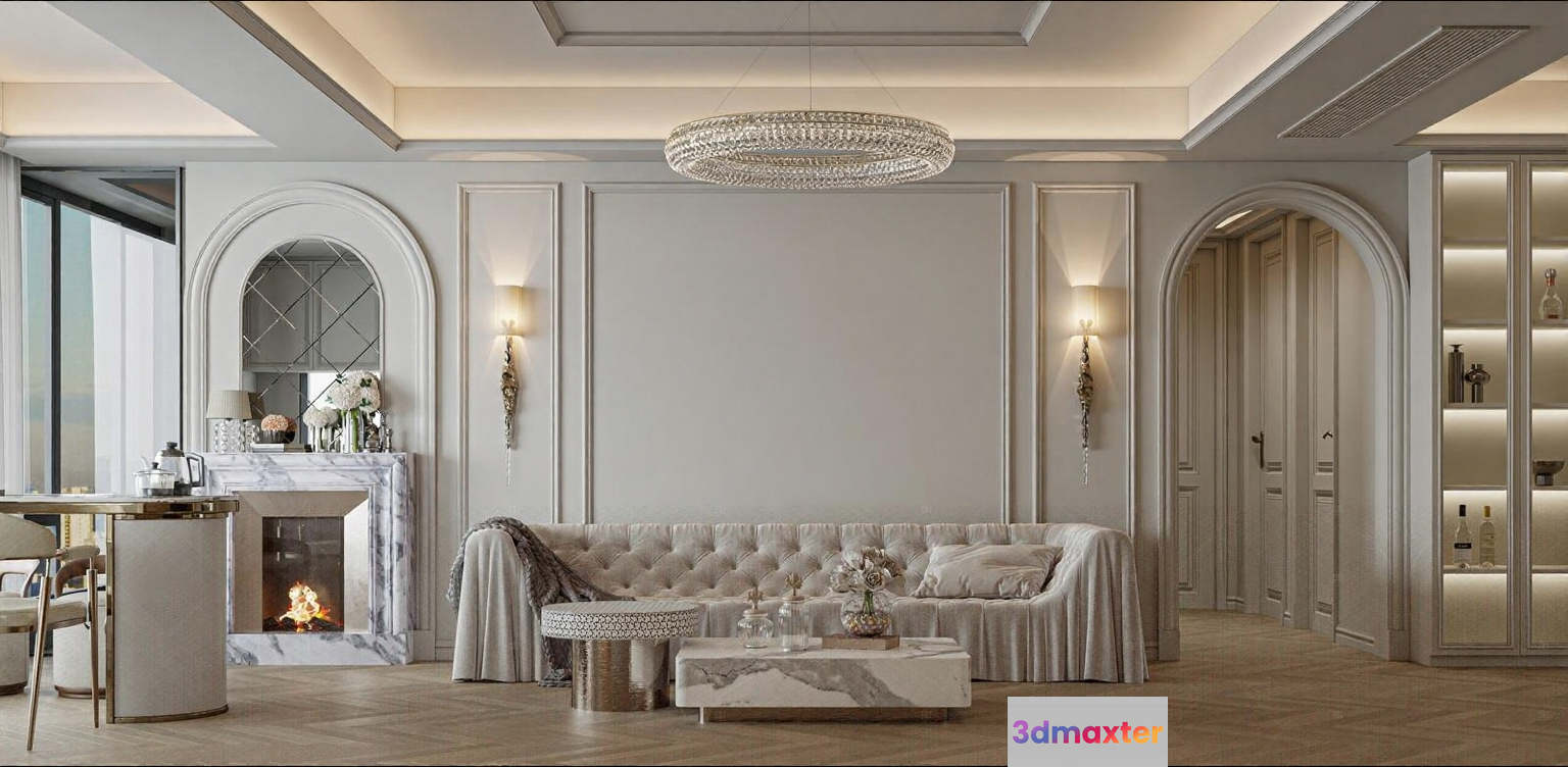 Modern Living Room 3D Model - 11370 - CORONA Render