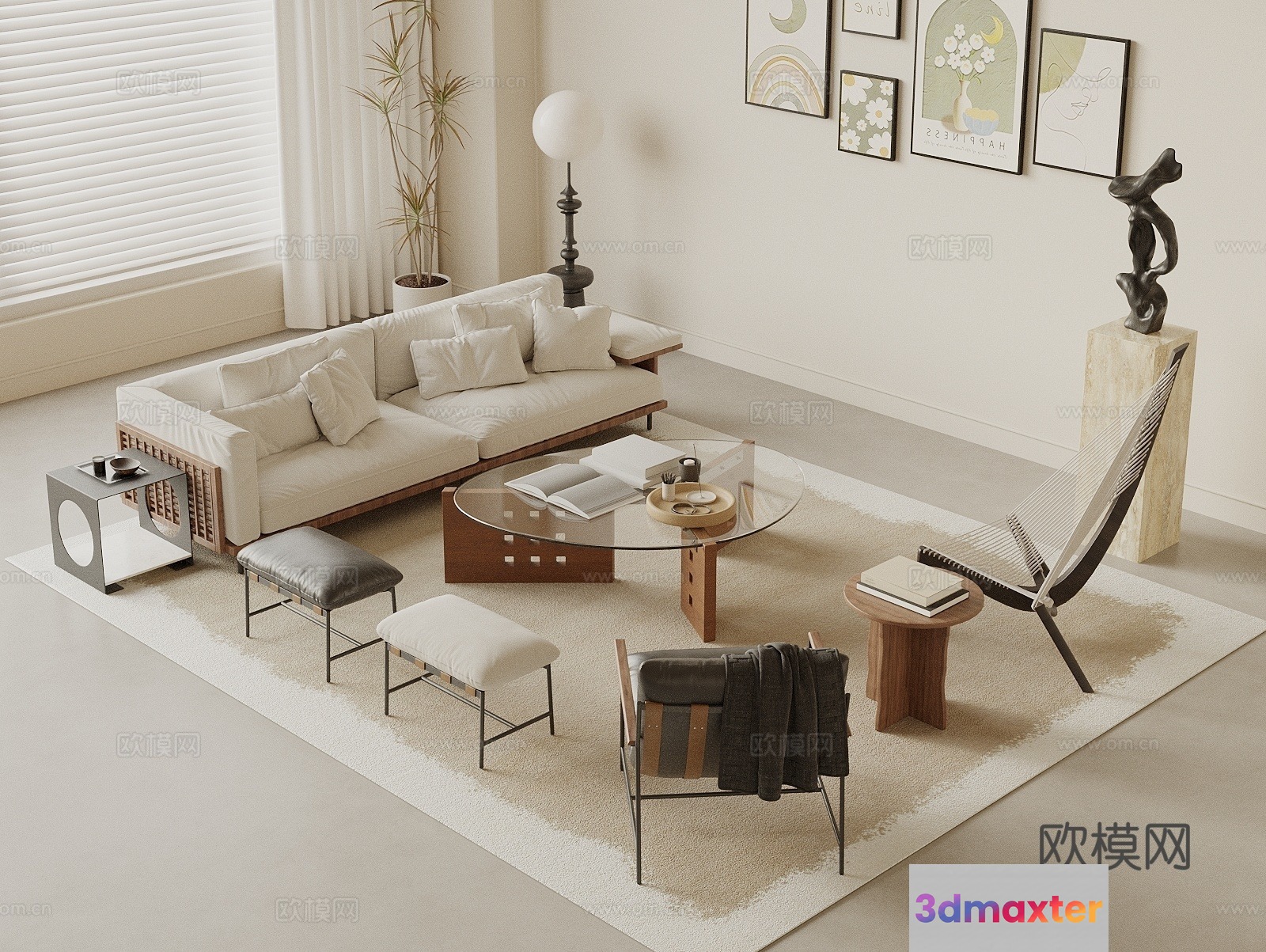 Modern Living Room 3D Model - 23133 - VRAY Render
