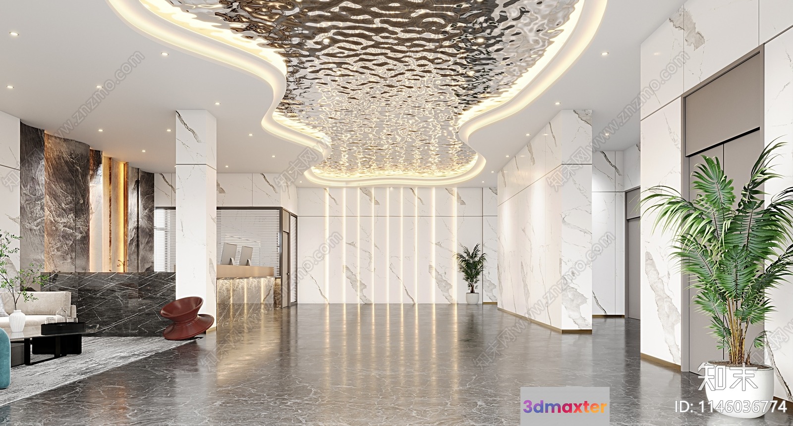 Modern Reception Area 3D Model - 17803 - CORONA Render
