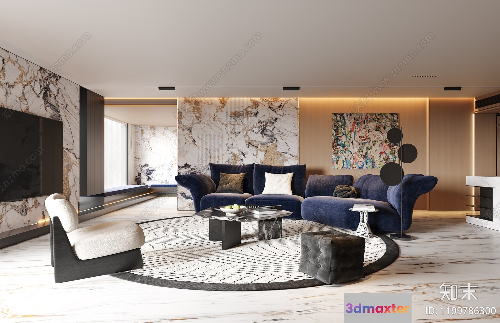 Modern Living Room 3D Model - 3621 - CORONA Render