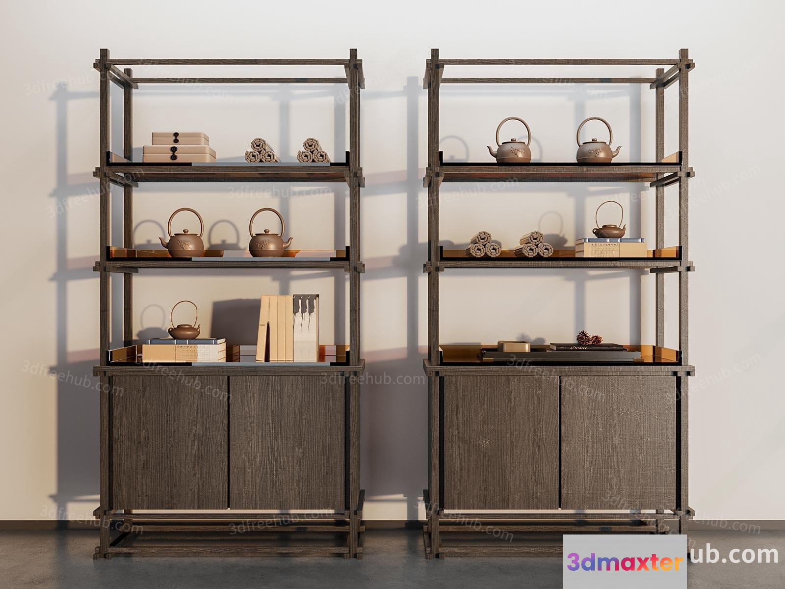 Wooden Shelving Unit 3D Model - 22049 - VRAY Render
