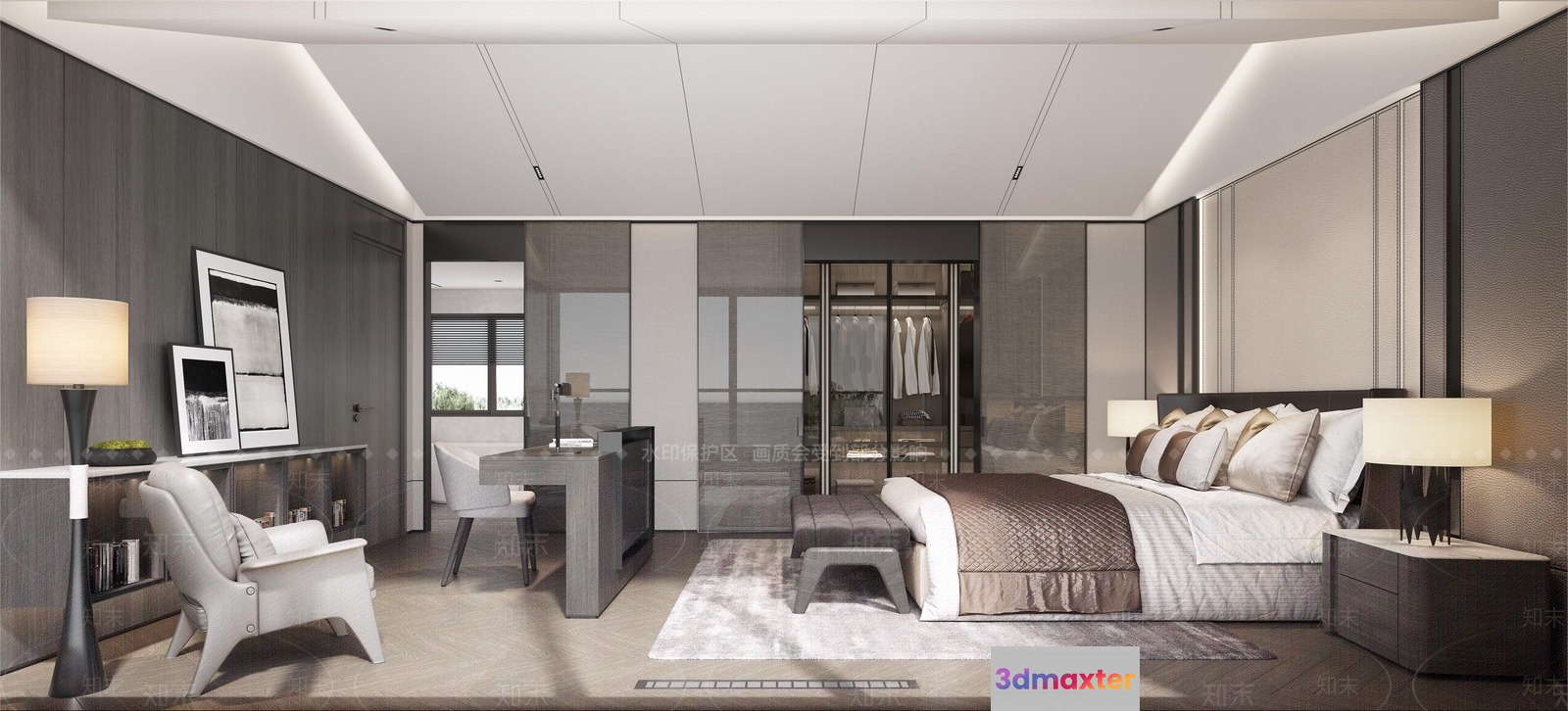 Modern Luxury Bedroom 3D Model - 3771 - VRAY Render