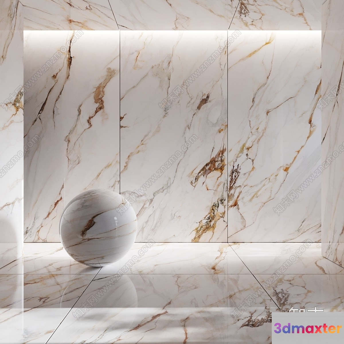 A Marble Ball In A Marble Room 3D Model - 1752 - CORONA Render