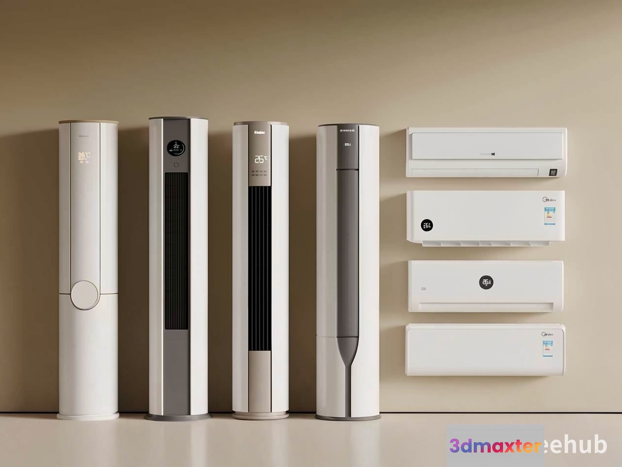 A Row Of Air Conditioners 3D Model - 23588 - VRAY Render
