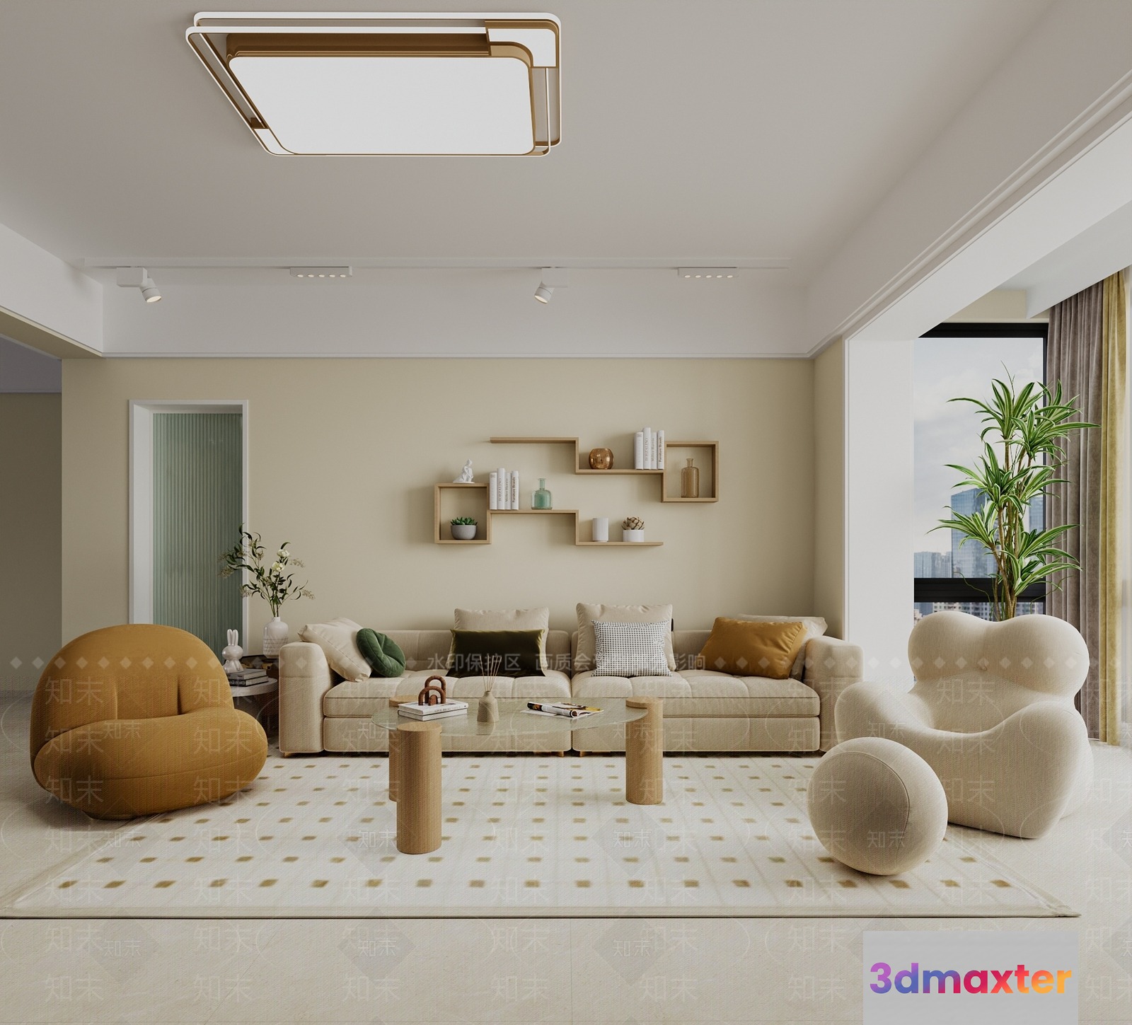 Modern Living Room 3D Model - 19551 - VRAY Render