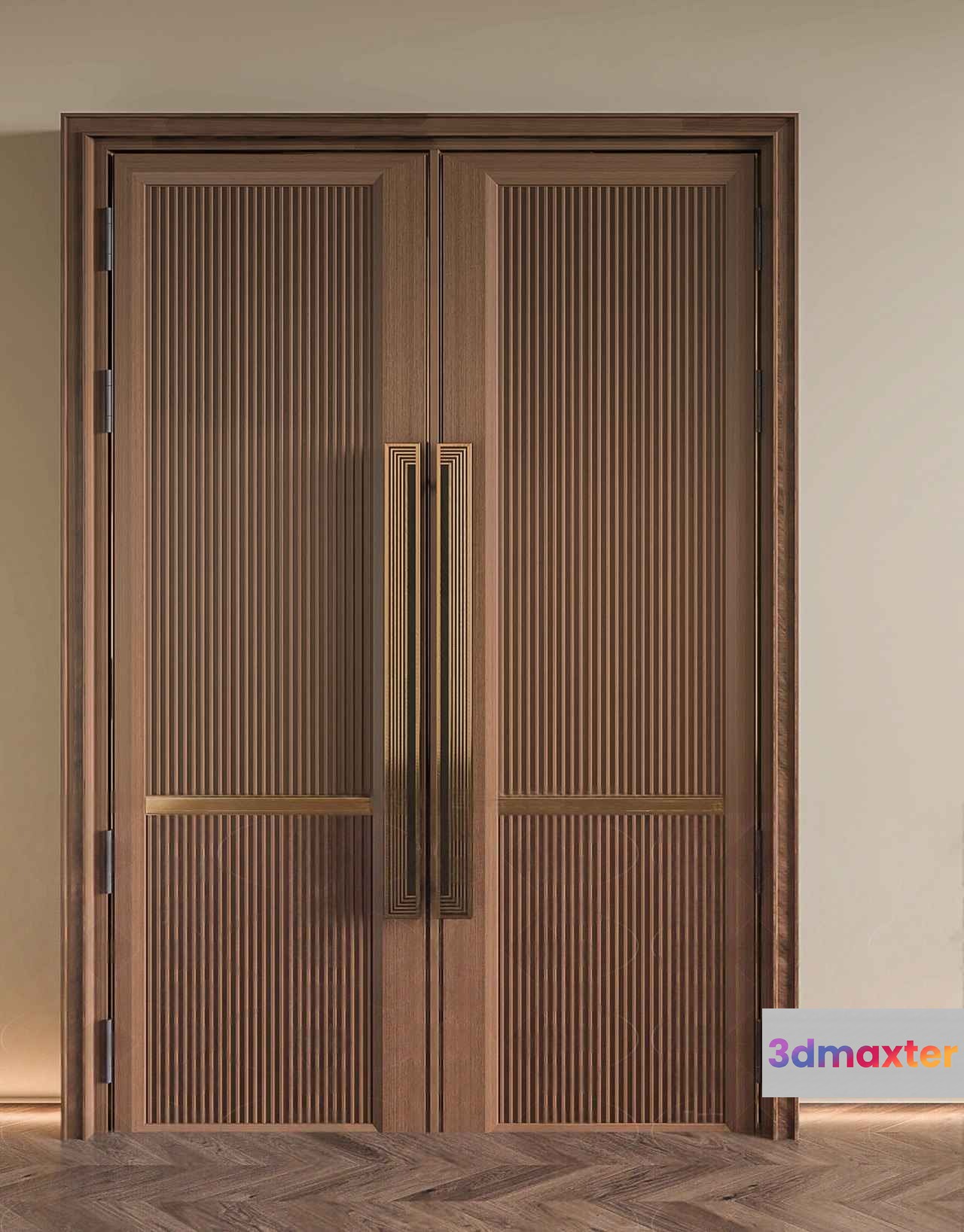 Wooden Doors With Handles 3D Model - 17444 - VRAY Render