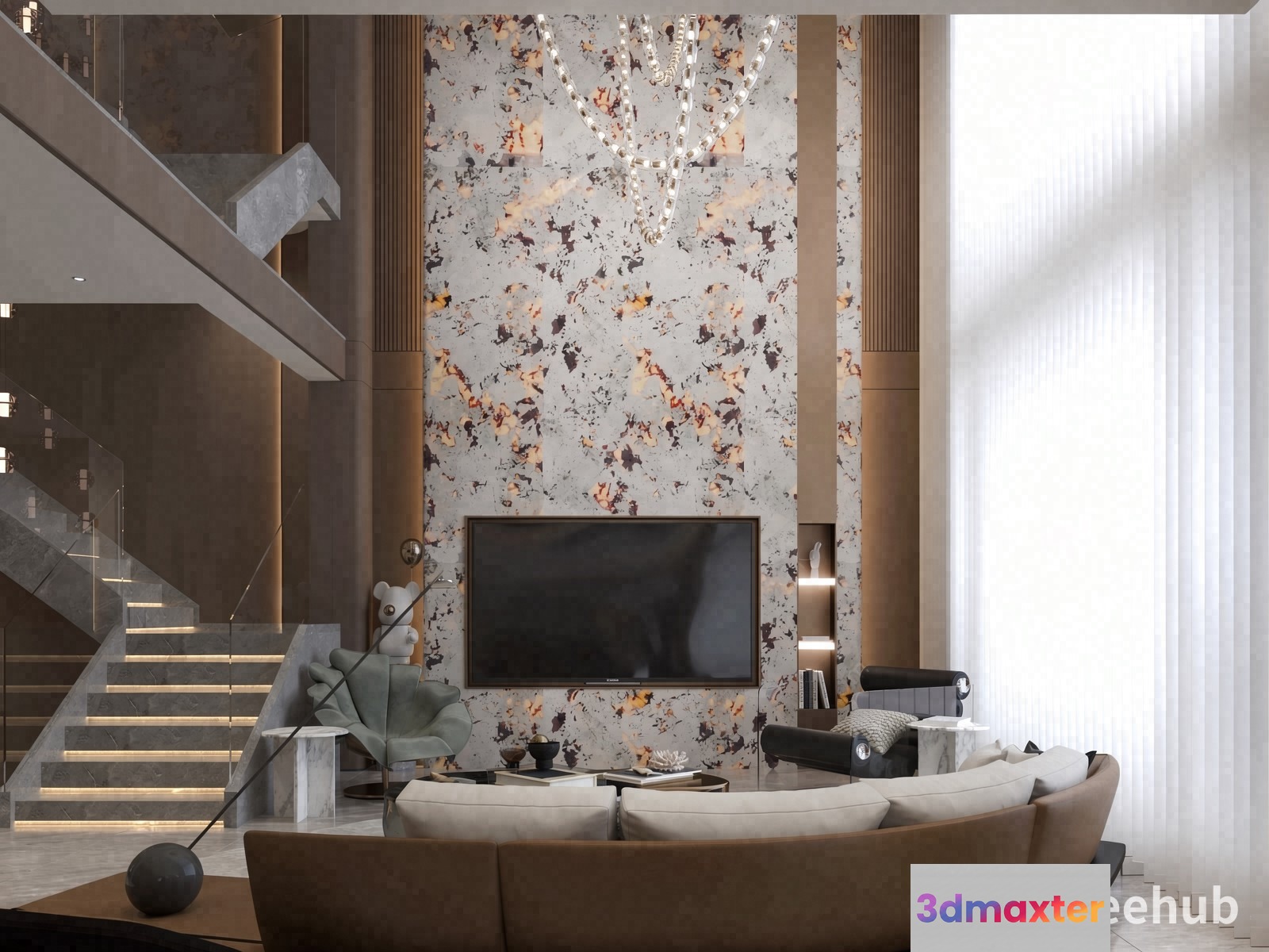 Modern Living Room 3D Model - 21985 - VRAY Render