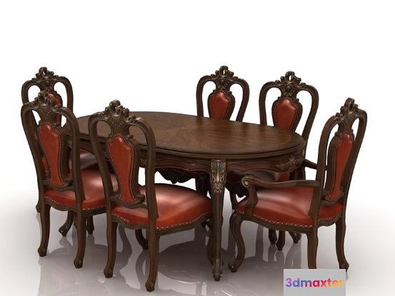 A Dining Table With Chairs 3D Model - 7681 - VRAY Render