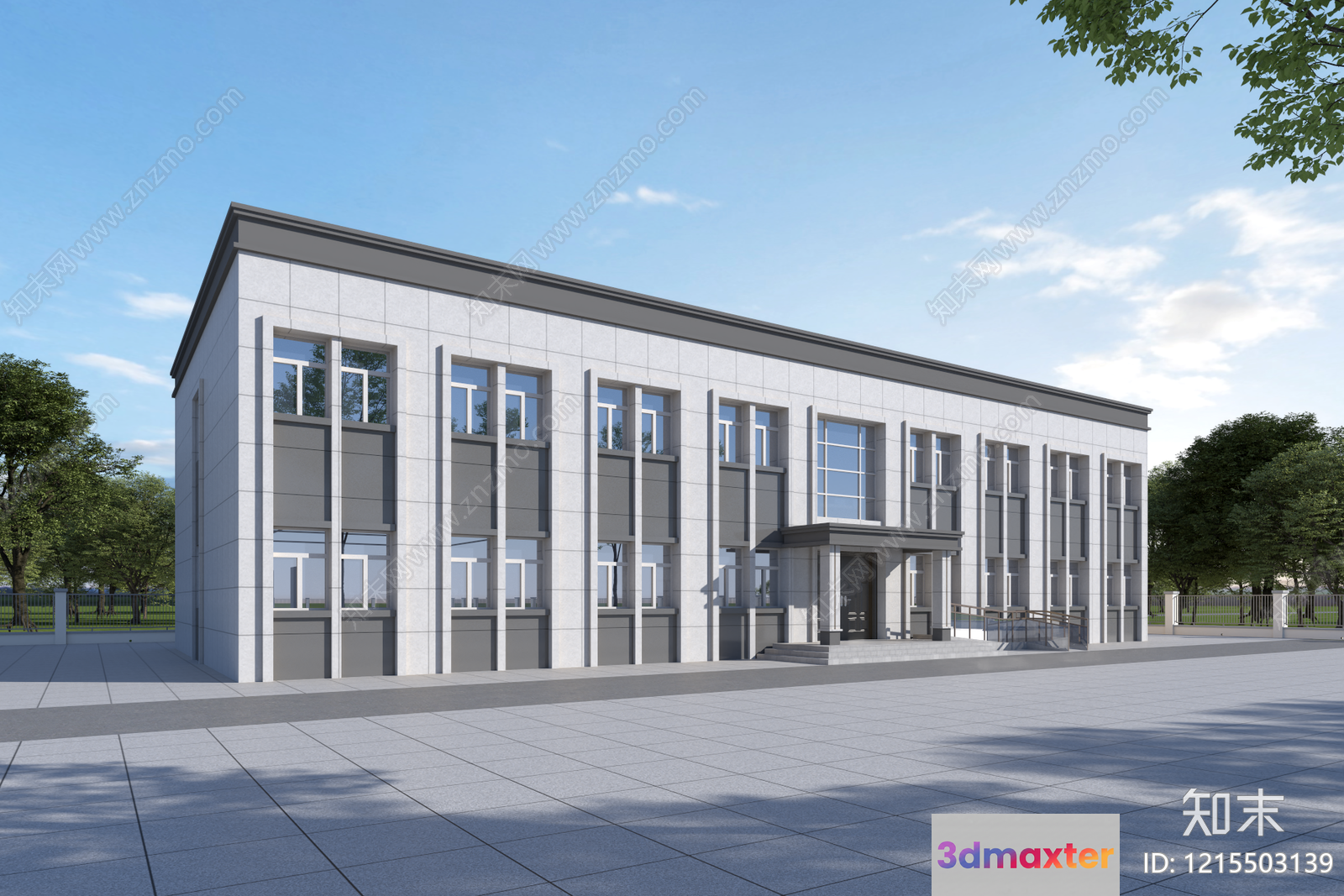 Modern Office Building 3D Model - 12574 - VRAY Render