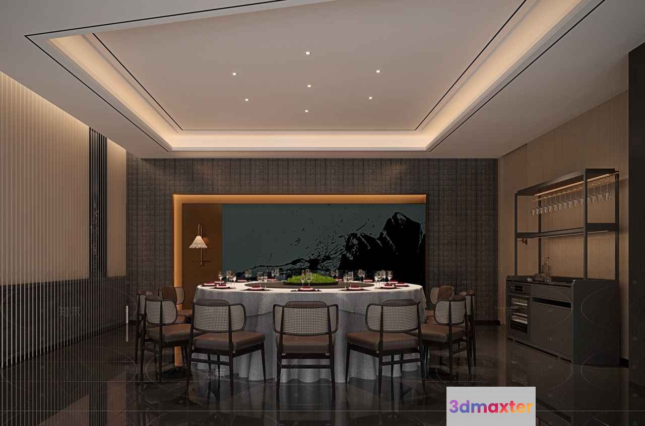 Modern Dining Room 3D Model - 4170 - CORONA Render