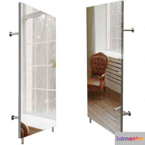 A Large Mirror With A Silver Frame 3D Model - 15296 - CORONA Render