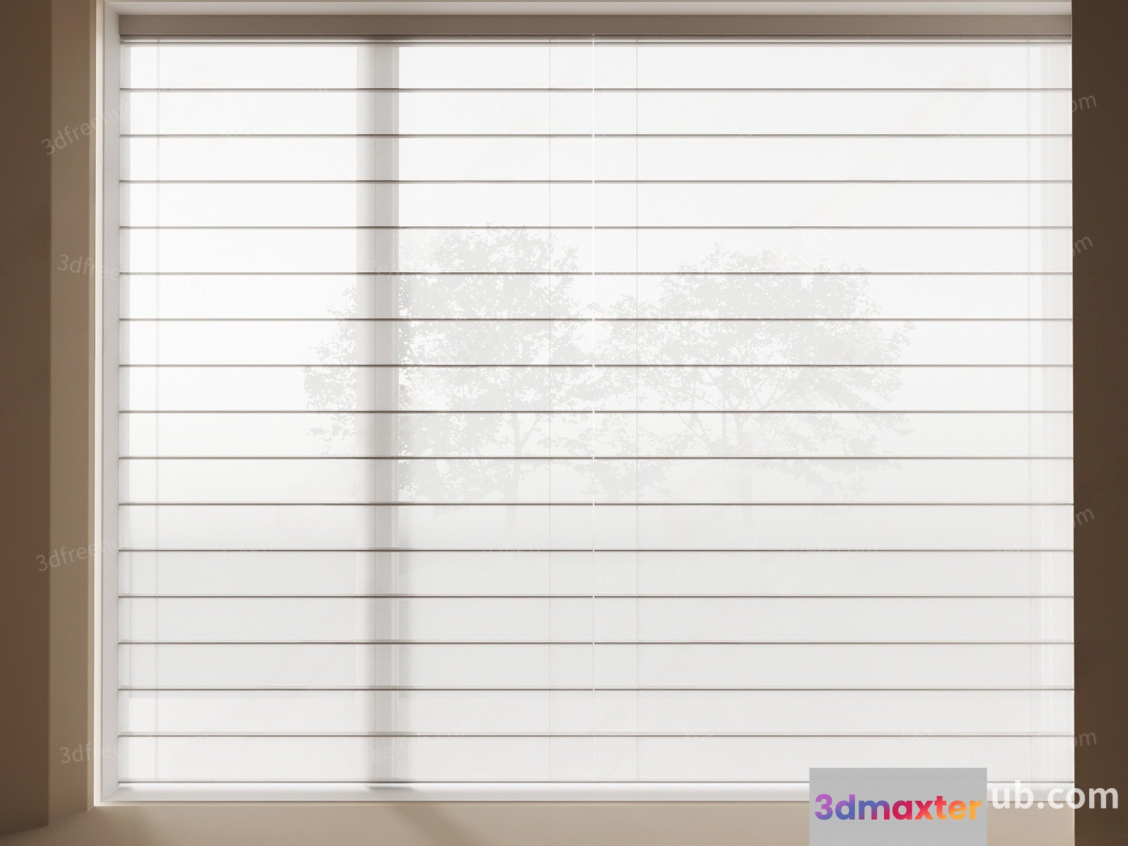 A Window With White Blinds 3D Model - 22569 - VRAY Render