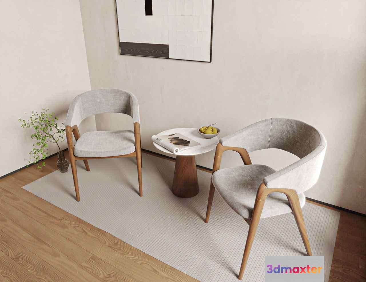 Minimalist Living Space 3D Model - 10603 - VRAY Render