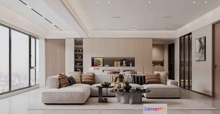 Modern Living Room 3D Model - 168 - VRAY Render
