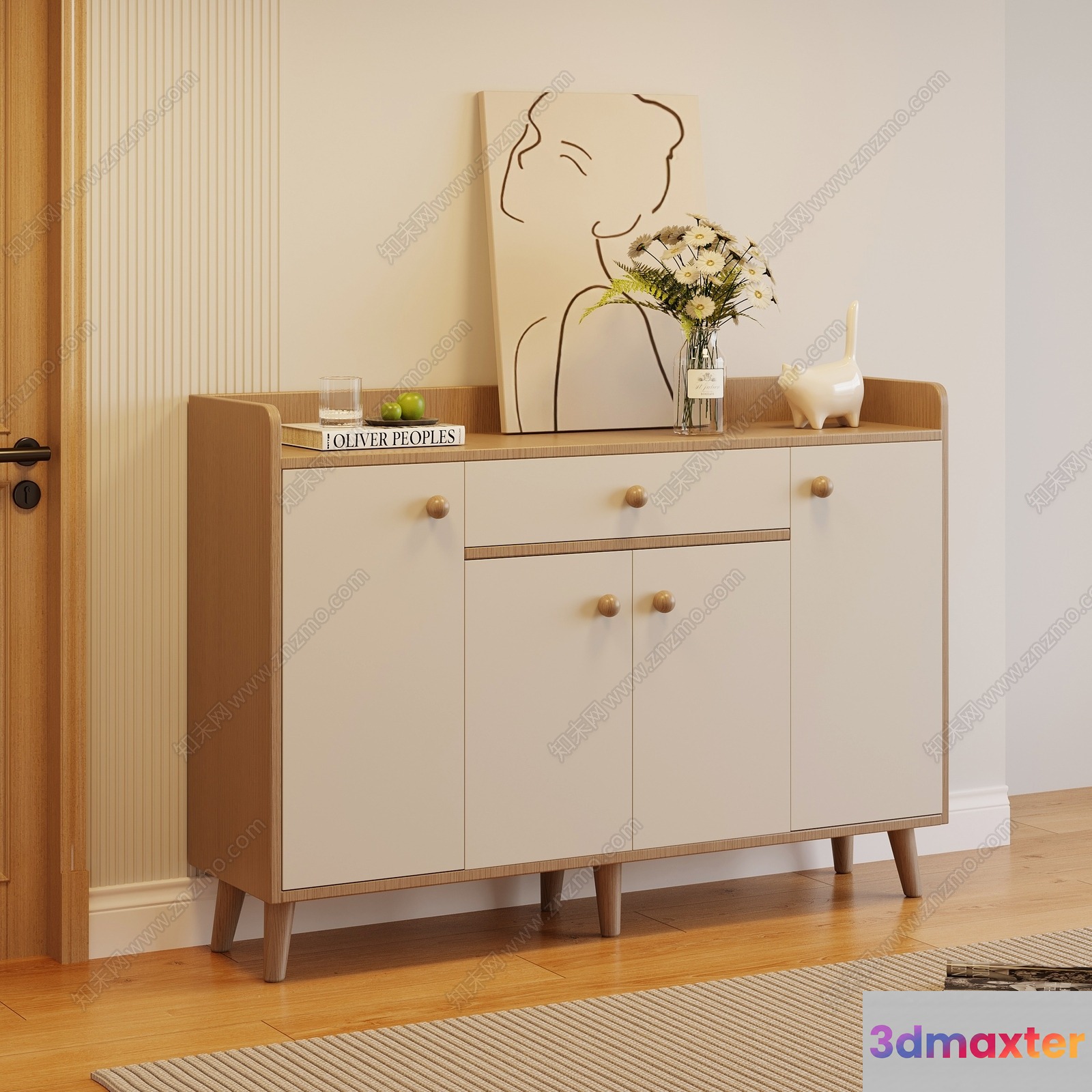 Wooden Sideboard 3D Model - 12582 - VRAY Render