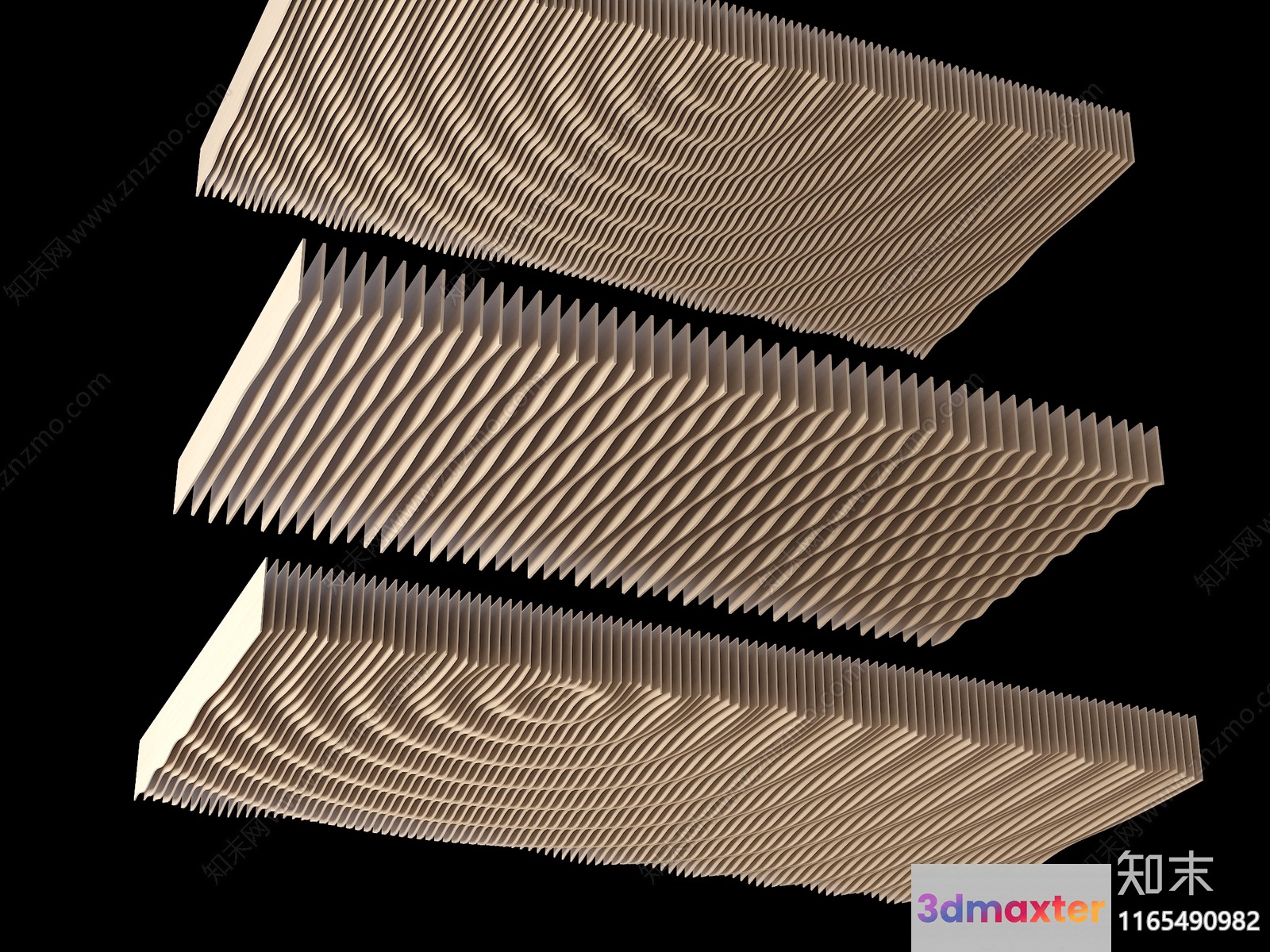Wooden Acoustic Panel 3D Model - 3186 - VRAY Render