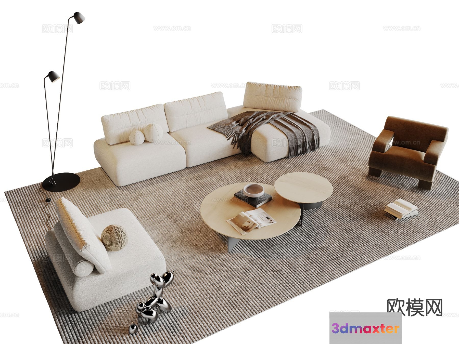 Modern Living Room 3D Model - 12687 - VRAY Render