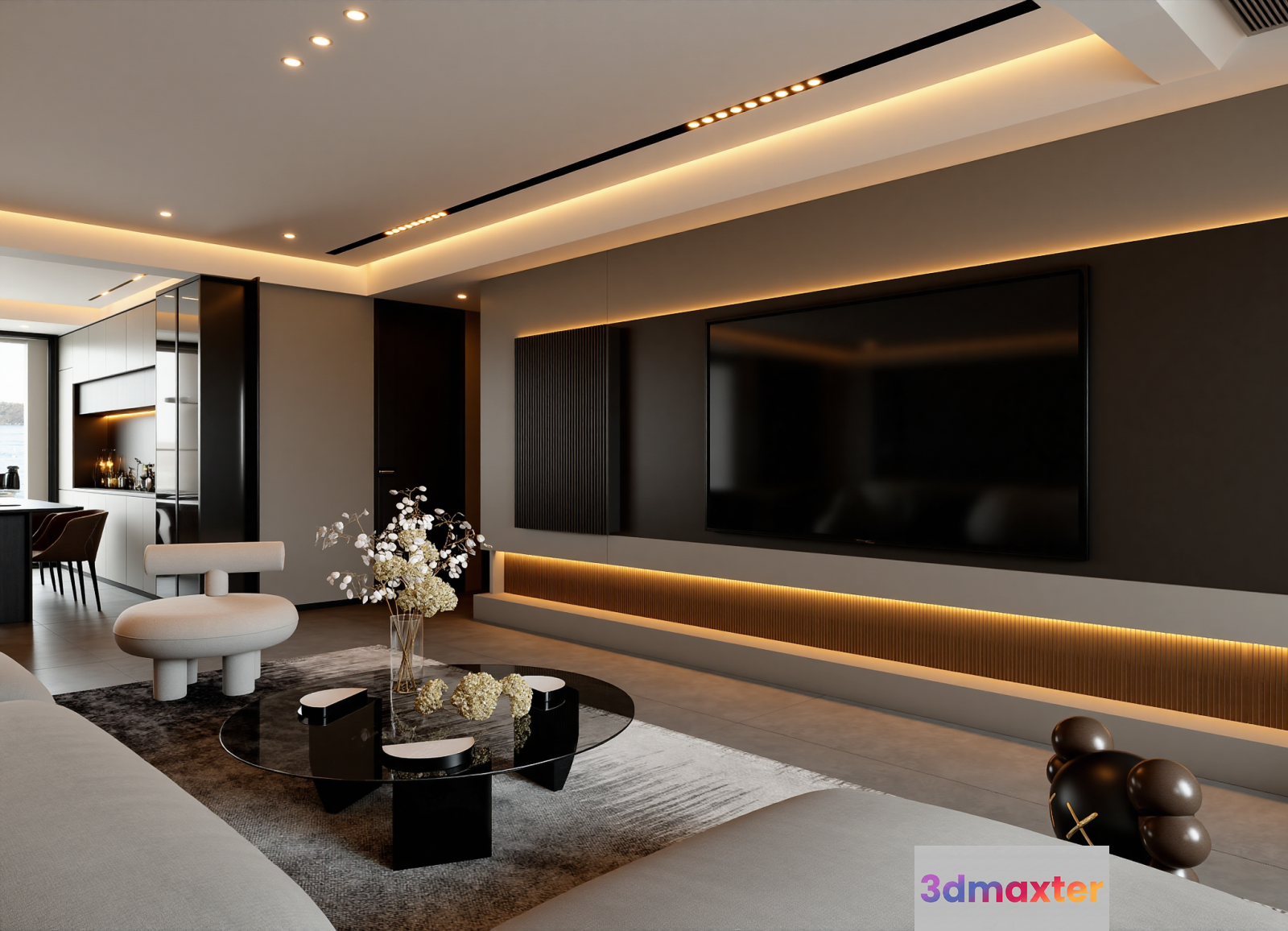 Modern Living Room 3D Model - 16088 - VRAY Render