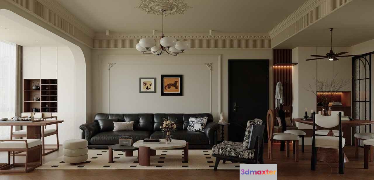 Modern Living Room 3D Model - 14513 - CORONA Render