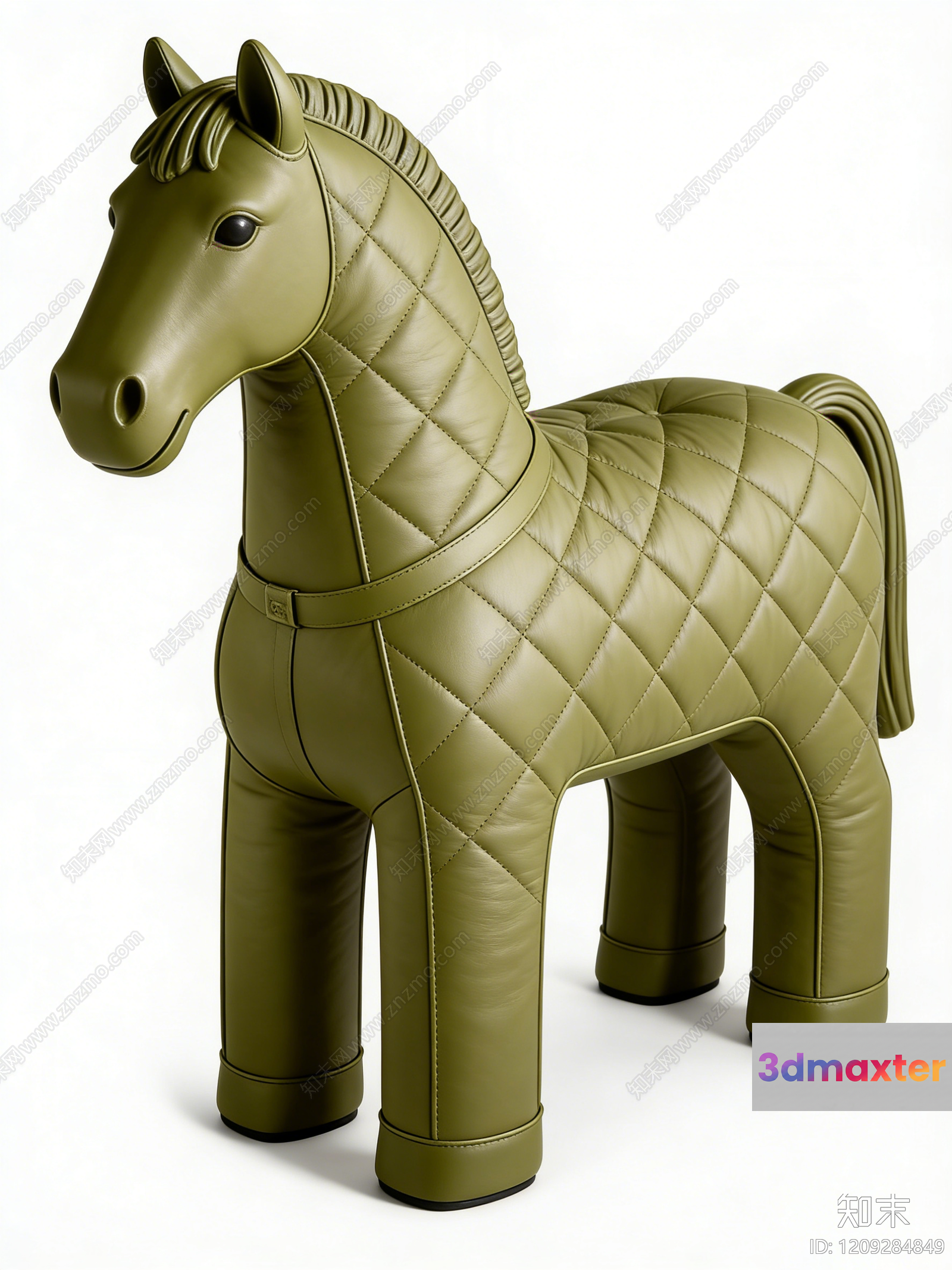 A Green Leather Horse 3D Model - 23454 - VRAY Render