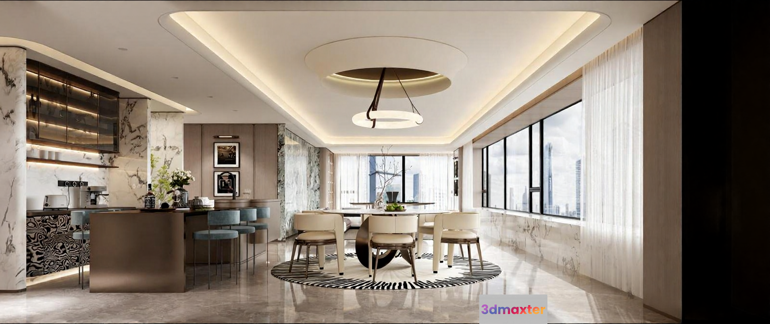 Modern Dining Room 3D Model - 12353 - VRAY Render