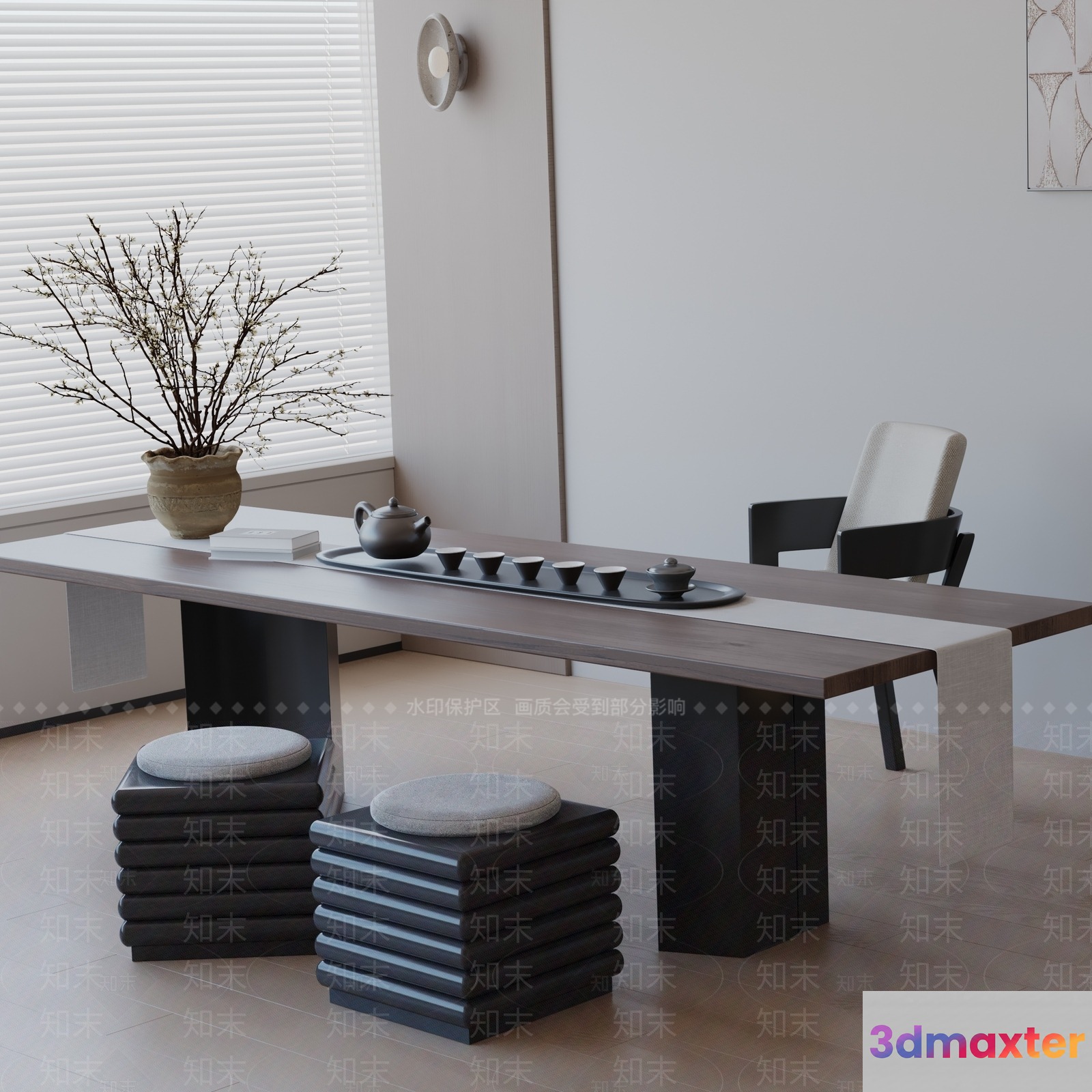 Minimalist Living Space 3D Model - 8639 - VRAY Render