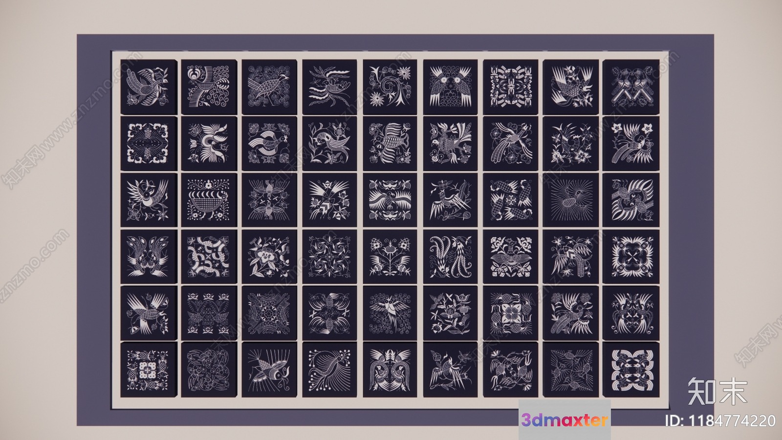A Collection Of Intricate Square Designs 3D Model - 8630 - VRAY Render