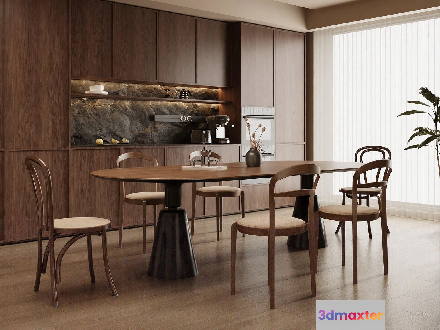 Wooden Dining Table 3D Model - 15349 - CORONA Render