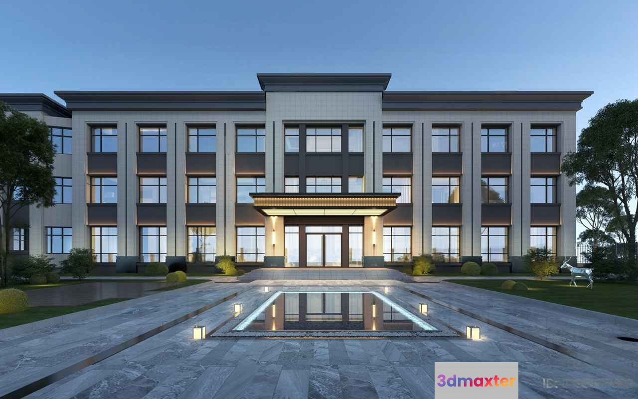 A Large Building With A Modern Style 3D Model - 983 - VRAY Render