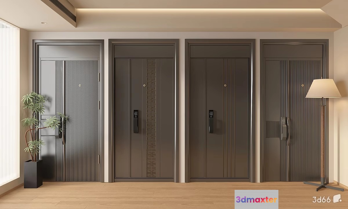 A Row Of Doors 3D Model - 20635 - VRAY Render