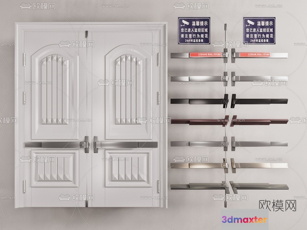 A Collection Of Doors And Door Handles 3D Model - 887 - VRAY Render