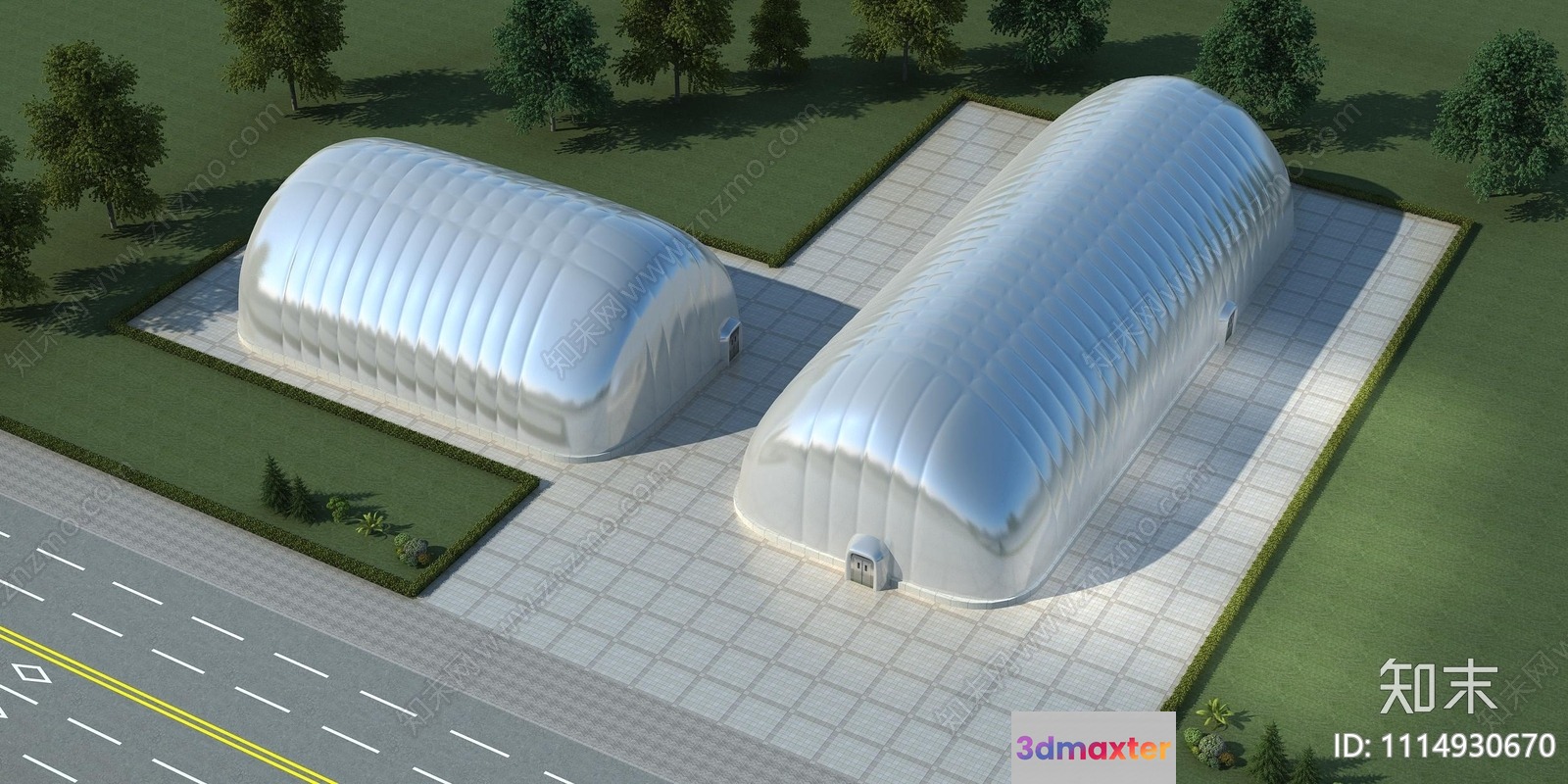 Silver Inflatable Buildings 3D Model - 1583 - VRAY Render