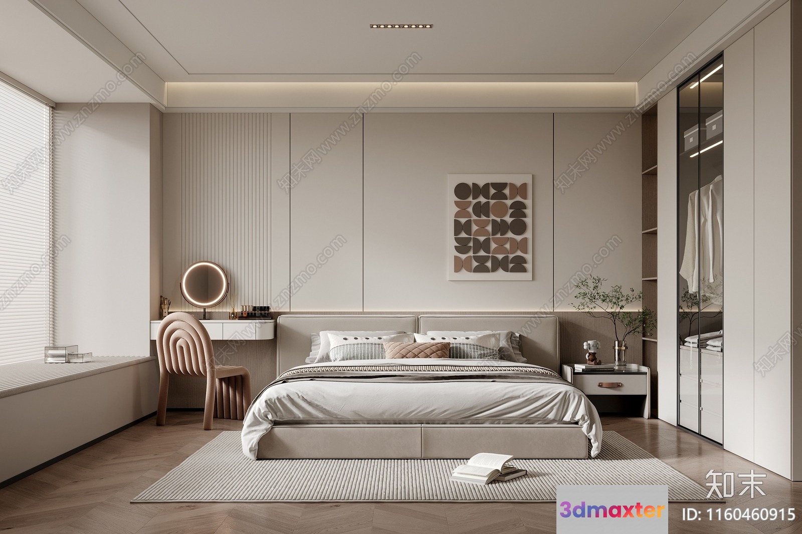 Modern Bedroom Decor 3D Model - 8156 - VRAY Render