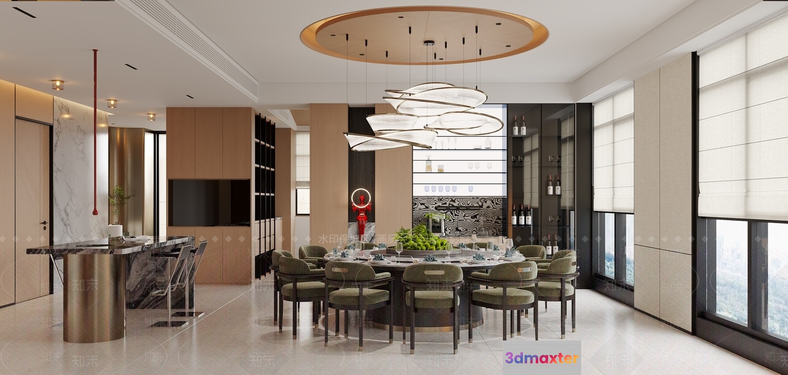 Modern Dining Room 3D Model - 11642 - CORONA Render