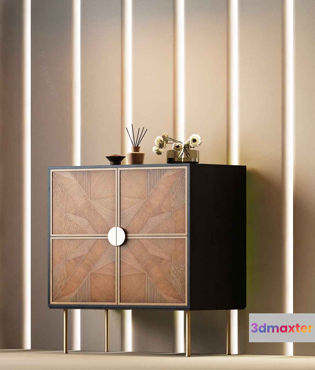 Mid-Century Modern Cabinet 3D Model - 16281 - VRAY Render