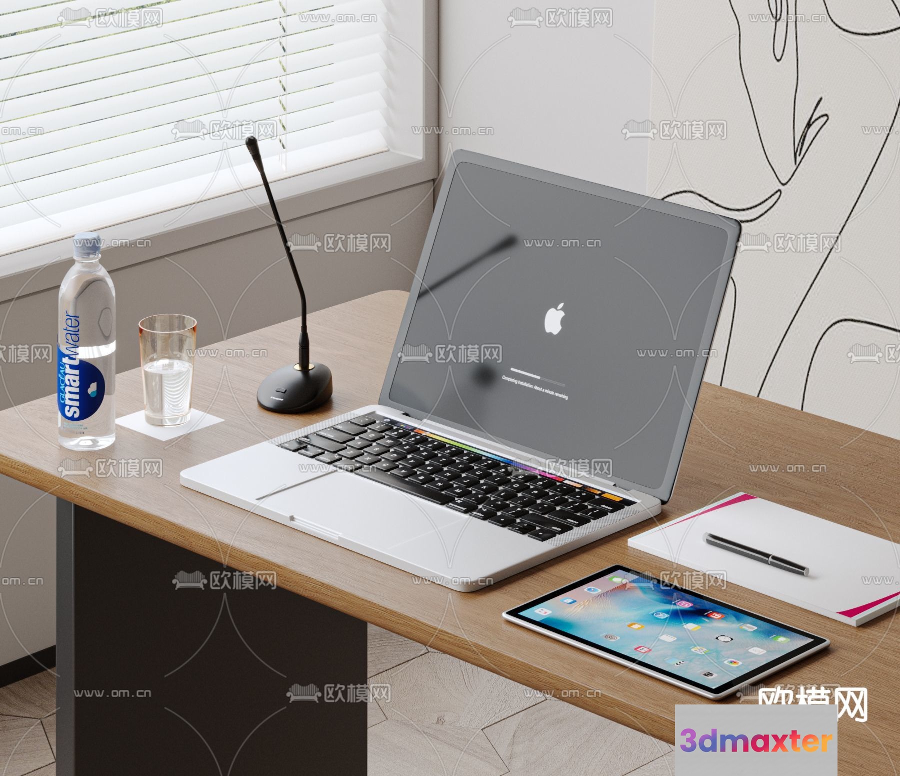 A Laptop On A Desk 3D Model - 10785 - VRAY Render