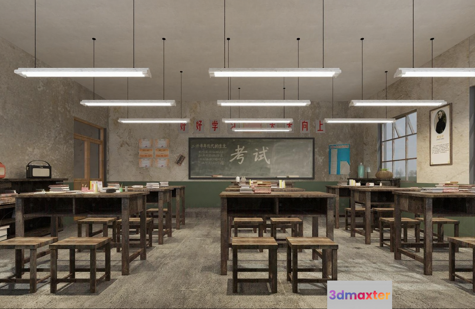 Old-Fashioned Classroom 3D Model - 19048 - VRAY Render