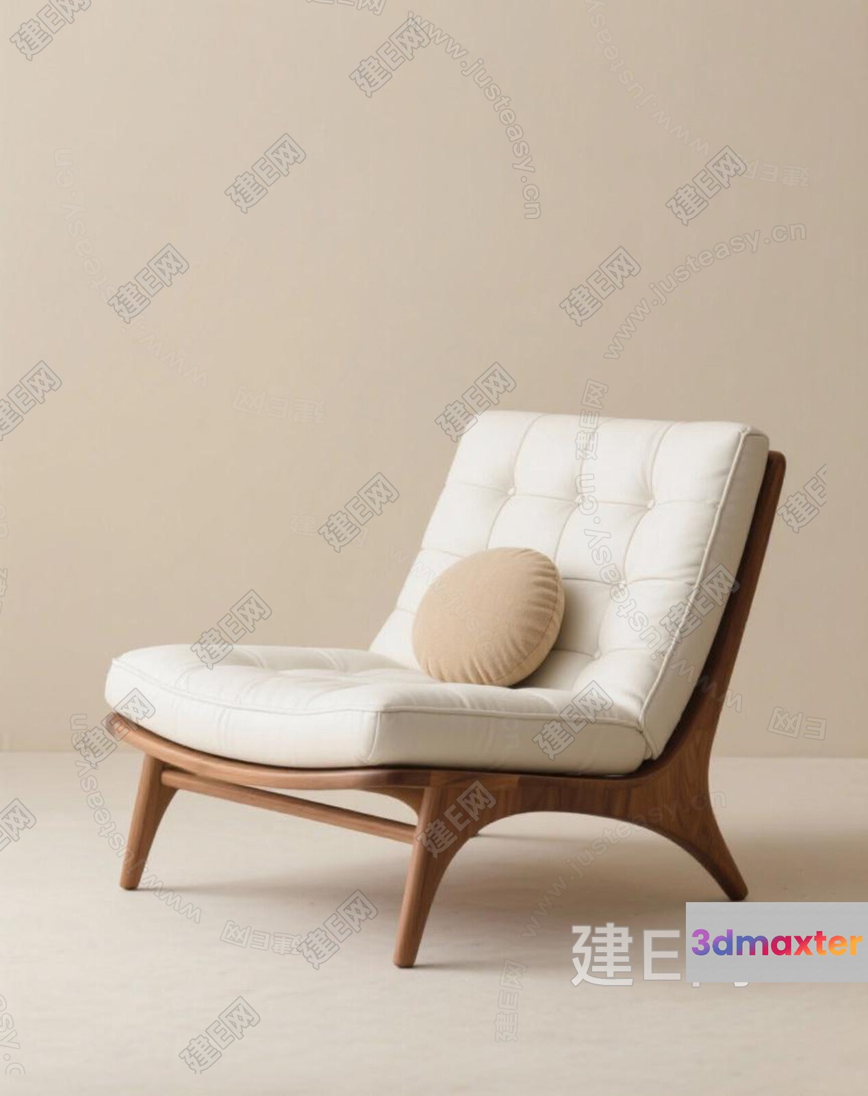 Wooden Chair With White Cushions 3D Model - 1502 - VRAY Render