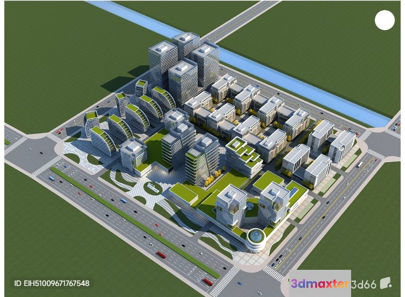 A 3D Architectural Model Of A City Block 3D Model - 2098 - VRAY Render
