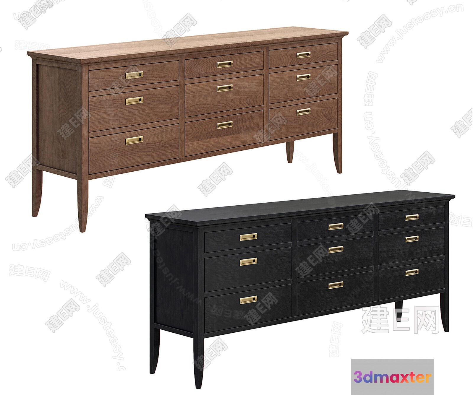 Mid-Century Dresser 3D Model - 2822 - CORONA Render