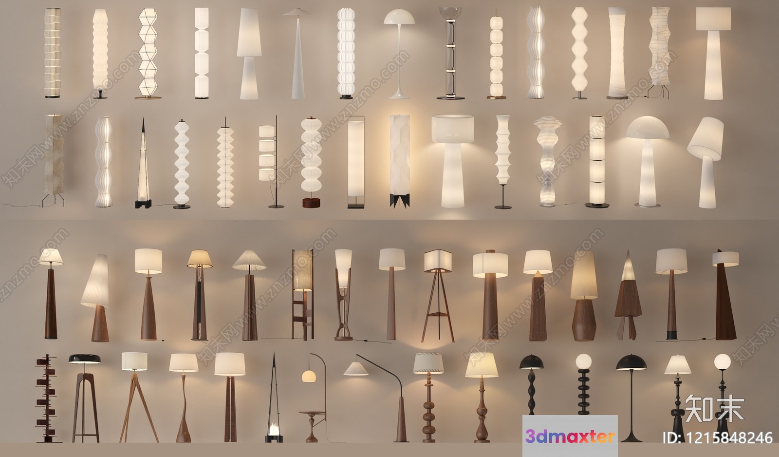 A Collection Of Floor Lamps 3D Model - 11284 - VRAY Render