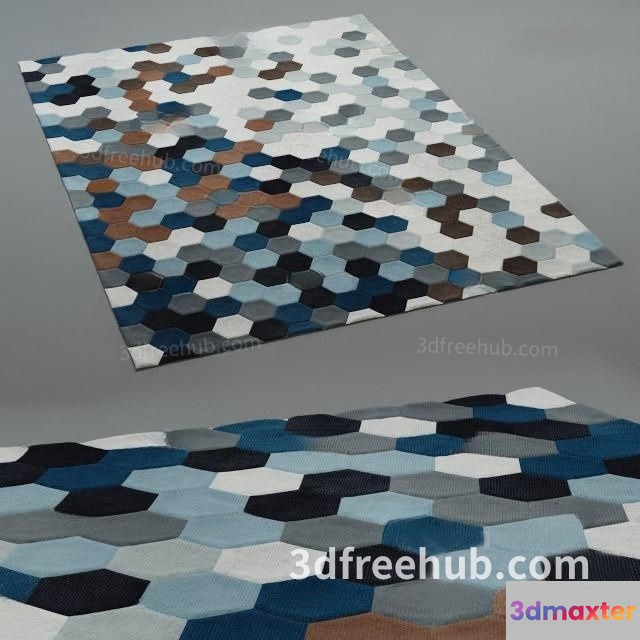 Blue And Brown Rug 3D Model - 21489 - VRAY Render