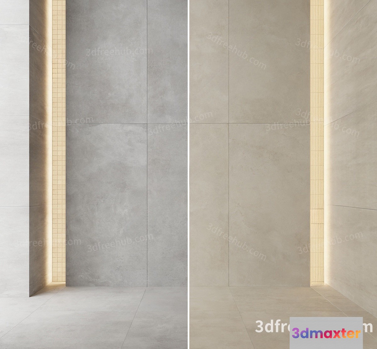 The Main Subject Is A Wall With A Light Strip And It Has A 3D Model - 19388 - VRAY Render