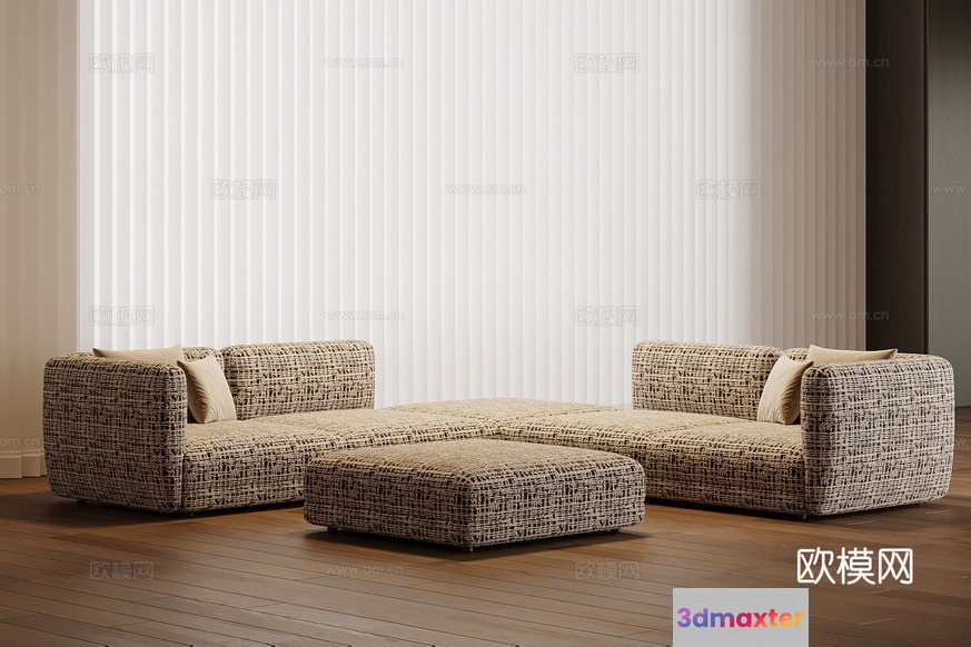 Modern L-Shaped Sofa 3D Model - 17941 - VRAY Render