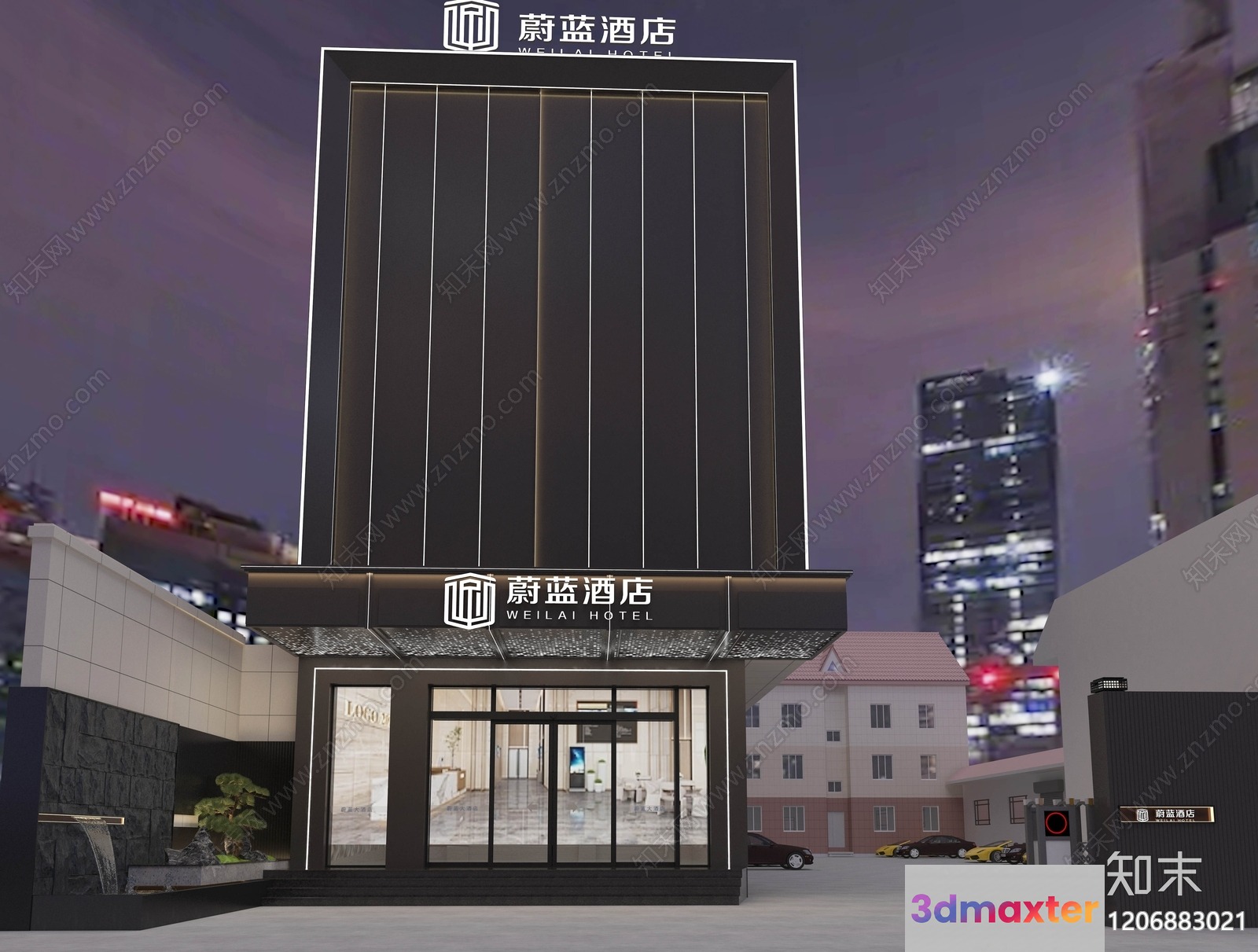 Modern Hotel Building 3D Model - 6892 - VRAY Render