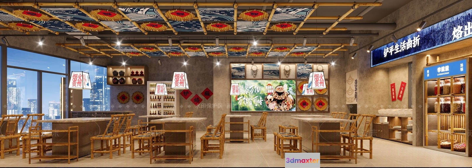 A Modern Asian Restaurant 3D Model - 10728 - VRAY Render