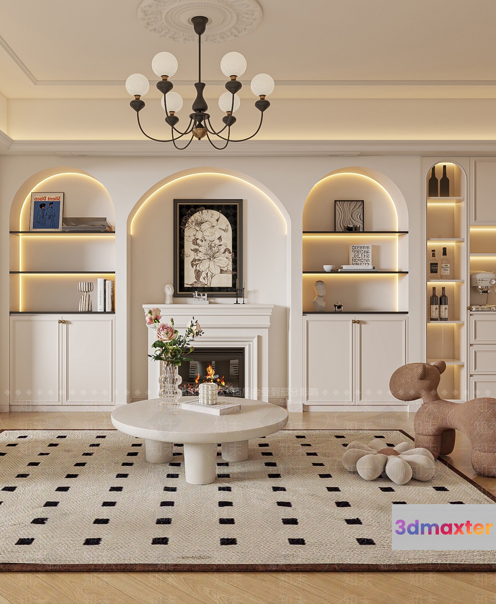 Modern Living Room 3D Model - 16045 - VRAY Render